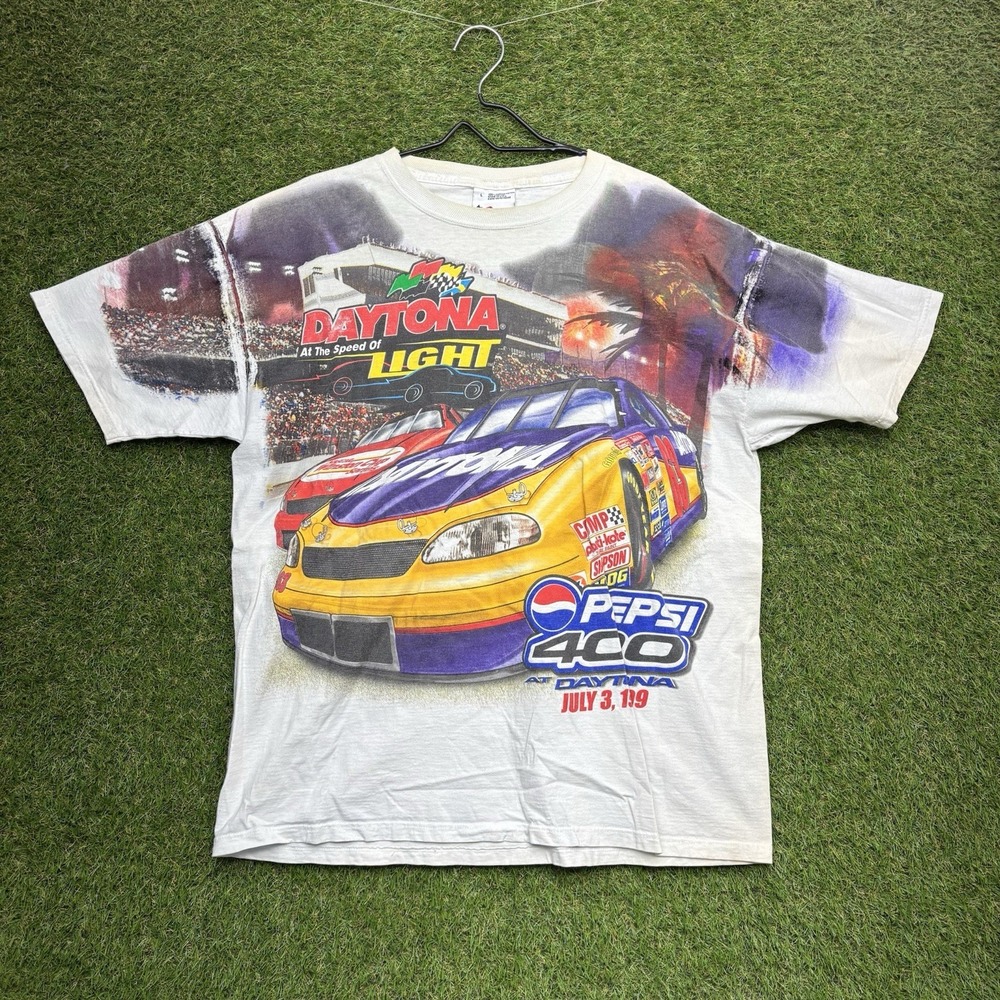 Vintage Pepsi 400 Michigan Speedway Shirt Mens Large August 22 1999 White Nascar